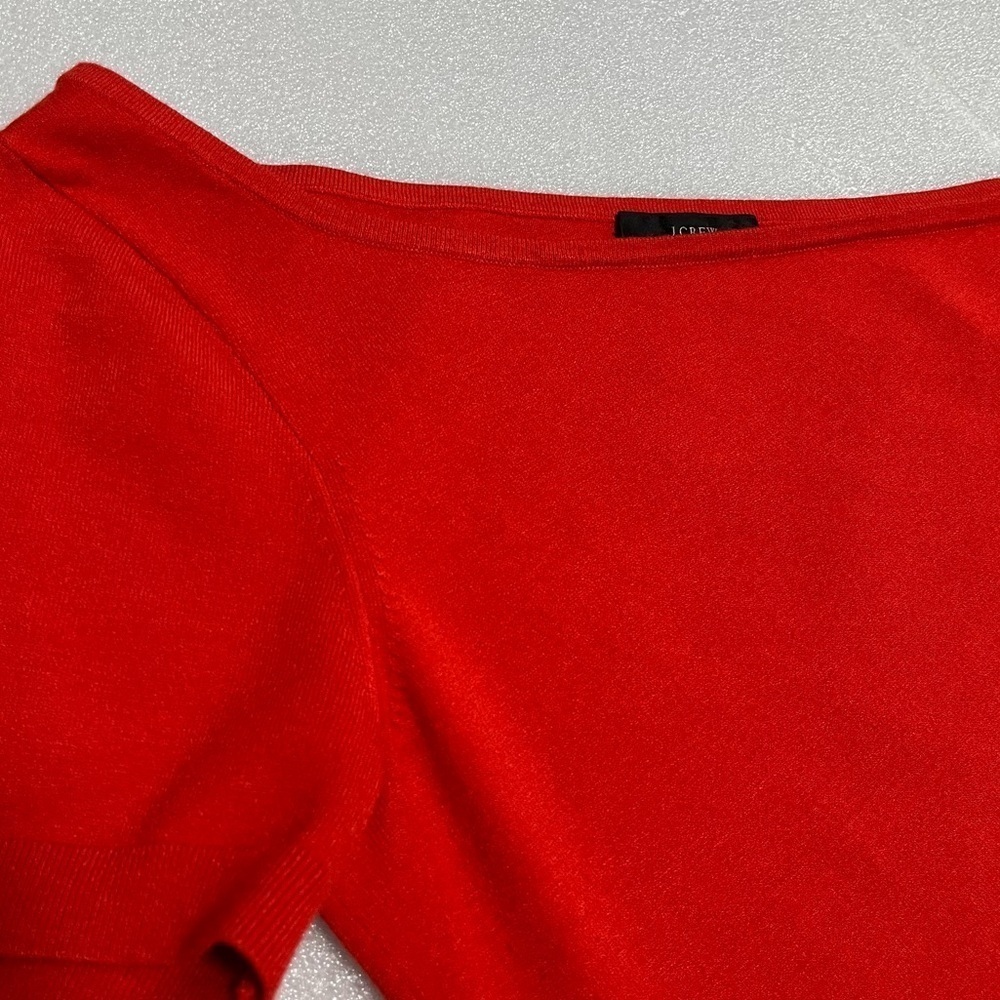 J. Crew Modern Ripe Persimmon one-shoulder fitted Stretch flirty fun Sweater top - Picture 2 of 8